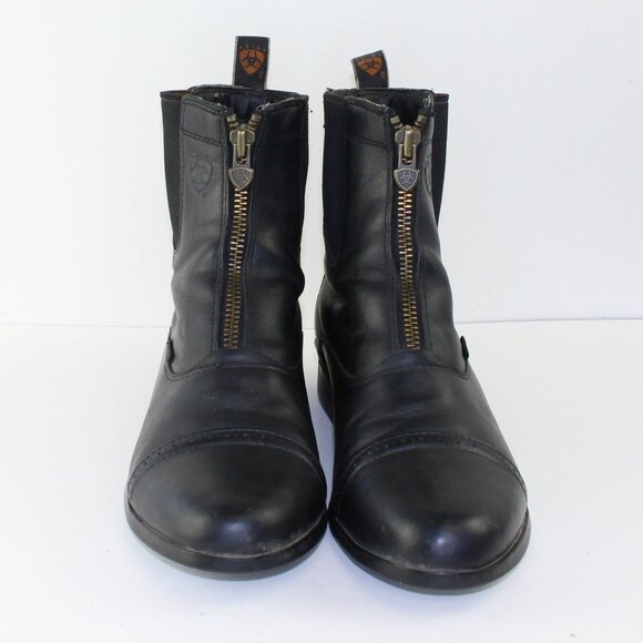 Ariat Black Leather Zip Ankle Boots (8.5 US) - Picture 2 of 10